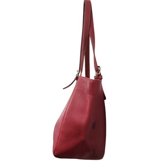 Vintage Coach Leather Tote Bag Burgundy Red USA Made Shopper Shoulder Bag - Picture 8 of 16